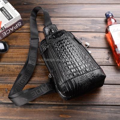 China Eco-friendly Luxury Kind Genuine Leather Waist Pack Men Single Shoulder Bags Chest Pack for sale