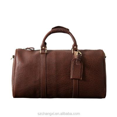 China Genuine Leather Lightweight Duffle Weekender Travel Fleece Luggage Bag for sale