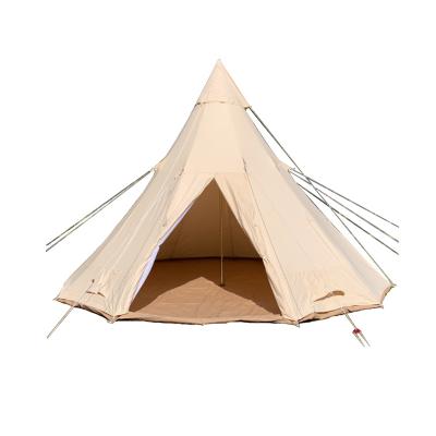 China Wholesale Price 320g Cotton Economy Camping Khaki Glamping Practical Tent Fascinating Type Extended Type Glamping Tents for sale