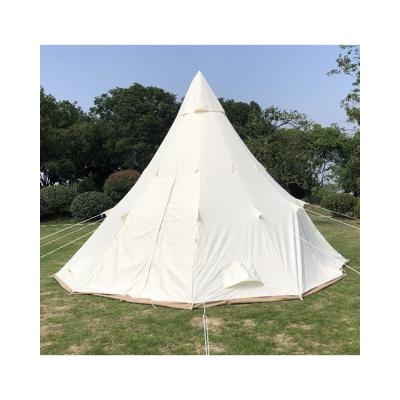 China Extended Type Factory Wholesale 900D Oxford Economy Teepee Tent Glamping Tent White Practical Glamping Camping for sale