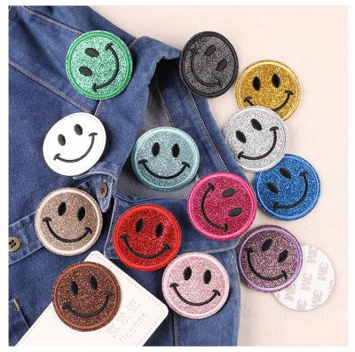 China New Design Viable Glitter Smiley Face Patches Self Adhesive Patches for sale