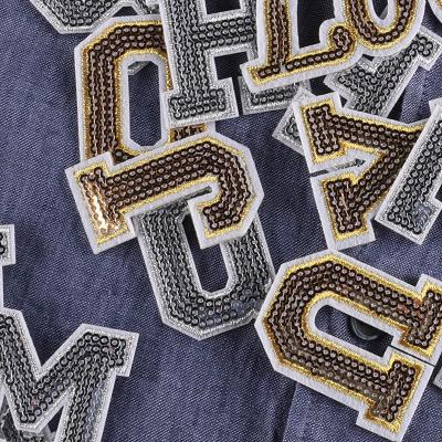 China Handmade Sequins Alphabet Letters Patches Embroidery Heat Press Patches for sale