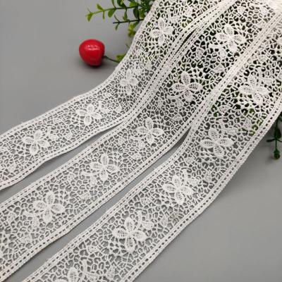 China Custom Design Manufacturer Bulk Polyester 4.5cm Viable Direct Water Soluble Decorative Lace Trim, Cotton Lace Trim for sale