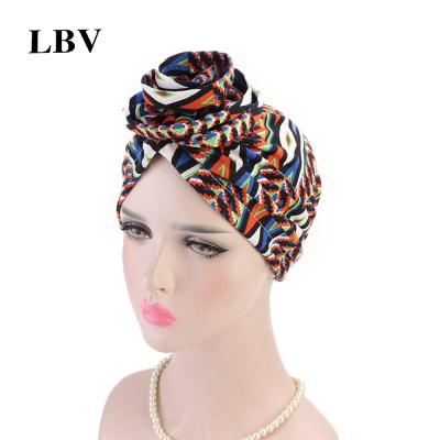 China Women's Chemo Cap Knot Headband Fashion LBV Flower Turban Women Headscarf Headwrap Accessories for sale