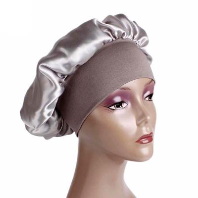 China Fashion LBV Wide Elastic Night Sleep Cap Satin Hood Sleep Cap Head Band Cover for sale