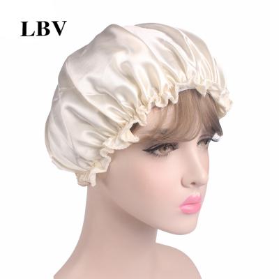 China Fashion LBV Stain Hood Sleep Cap Women Silky Satin Hat For Night Sleep Soft Hair Hood for sale