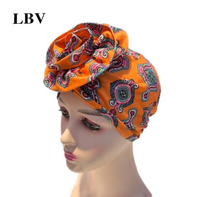 China Wholesale fashion LBV new cashew flower printing style women flower Indian cotton turban hat african printing turban for girls MZ-1 for sale