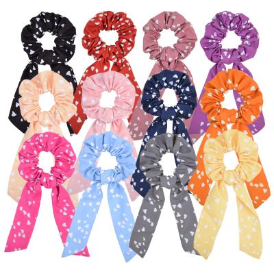 China Decorate LBV Fashion Scrunchies With Logo Streamer Cloth Art Large Loop Hair Bow Spotted Bunny Ear Hair String Headdress Scrunchies Set for sale