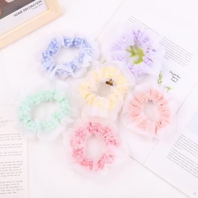 China Decorate LBV Chiffon Large Intestine Circle Chiffon Large Intestine Circle French Japanese Korean Floral Hair Band Simple Custom Made Silk Hair Scrunchies for sale