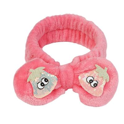 China New Spa Bow Butterfly Headband Women Daily Facial Makeup Headband Soft Coral Fleece Head Wraps For Shower Wash Face Use for sale