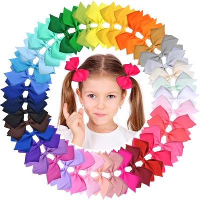 China Decorate LBV Children's Bow Hair Cuts 4.5 Inch Solid Color Ribbed Bow Hair Accessories 40 Colors Baby Clips Headwear for sale