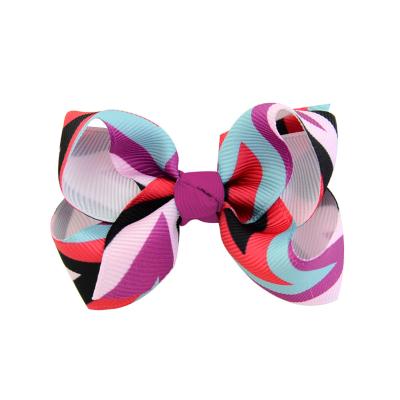 China Decorate LBV Sale Like Hot Cakes 12 Color Wave Printing Stripe Tail Distorted Bow Hairpin Children's Headwear for sale