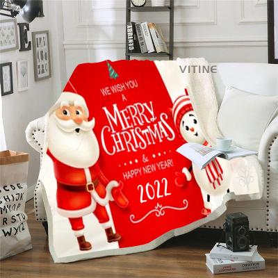 China Anti-Pull Hot Sale Digital Printing Custom Printed Merry Christmas Fleece Fabric Blanket Over Waist Fit All Custom Anti Space Travel for sale