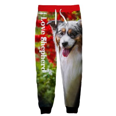 China Wholesale Multi Color Casual Anti-Wrinkle And Sports Screen Logo Dog Shepherd Pants Custom Digital Simple Animal Printing For Unisex People for sale