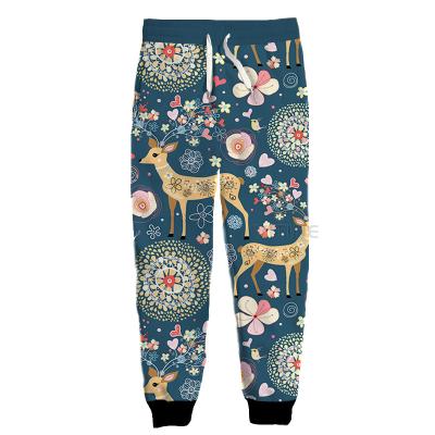 China wholesale Anti-wrinkle men women 3D animal deer printing casual active sports joggers pants pants sweatpants v1 for sale