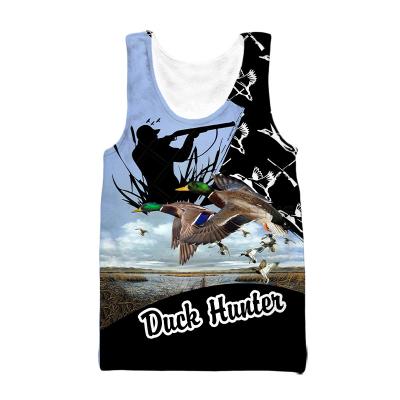 China Wholesale QUICK DRY Men's 3D Printed Duck Hunting Tops Sleeveless Round Neck Vest T-Shirt for Gym Sport and Casual for sale