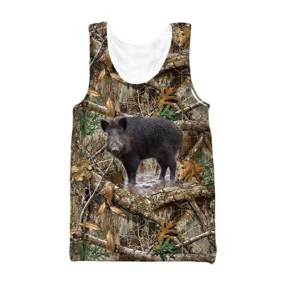 China Wholesale QUICK DRY Mens 3D Printed Boar Hunting Tops Sleeveless Round Neck Vest T-Shirt For Gym Sport And Casual v1 for sale