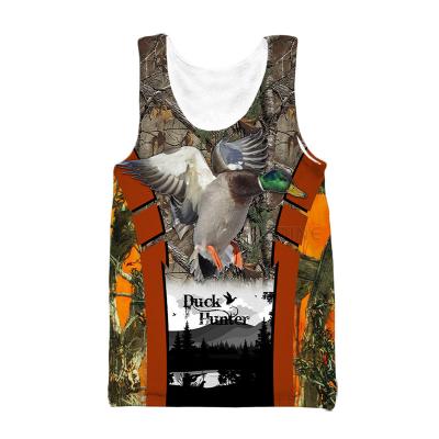 China Wholesale QUICK DRY Men's 3D Printed Duck Hunting Tops Sleeveless Round Neck Vest T-Shirt for Gym Sport and Casual v12 for sale