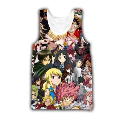 China QUICK DRY Multiple Color Casual And Sports Custom Anime Digital Single Screen Logo Vest Printing For Anime Fans for sale