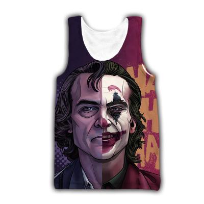 China QUICK DRY multiple color casual and screen sports custom clown joker vest digital simple printing for Anime fans for sale