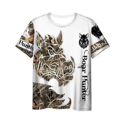 China Wholesale Unisex Anti-Wrinkle Fashion 3D Print Boar Hunting T-shirts Crewneck Short Sleeve Tees For Men Women for sale