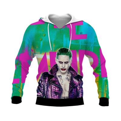 China Anti-wrinkle multiple color Clown Logo All Over Screen Custom 3D funny new breath printed joker Hoodies for unisex people for sale