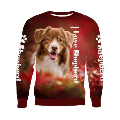 China New Anti-Wrinkle Multicolor Dog Shepherd Men's Street Wear Smile Women Printed Sweatshirt Funny Animals Puff Sublimation Custom For Fall for sale