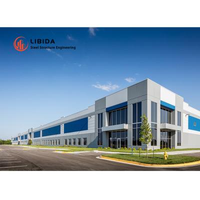 China LIBIDA Custom Large Span Hot Dipped Galvanized Prefab Office Buildings / Warehouse / Metal Frame Steel Structure Workshop China for sale