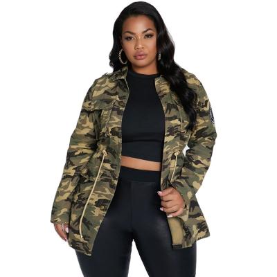 China 2021 Viable Hot Selling Women Denim Jacket Camouflage Print Pocket Jackets Fashion Plus Size Women Coat for sale