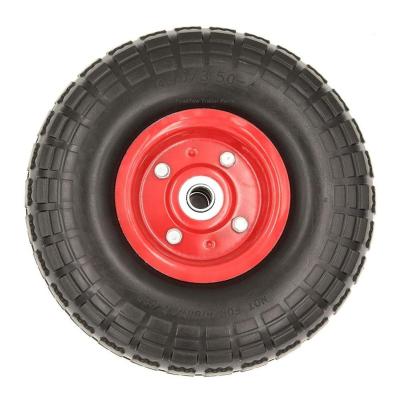 China Hotels 10inch Flat Free Solid Tire 4.10/3.50-4 On Wheel For Dolly Handtruck Cart for sale