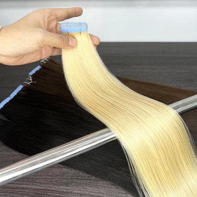 China Hair Extension 613 Blonde Ombre Hair Extensions Cuticle Aligned Tape In Adhesive , Hair Extensions Tape In Natural , Virgin Cuticle Aligned Curly Tape In Hair for sale