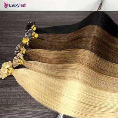 China Wholesale Good Quality Unprocessed Human Hair Pre Bonded Keratin I-tip Double Drawn Hair Extension Russian Cuticle Aligned I Tip Flat V U Tip Hair Extensions for sale