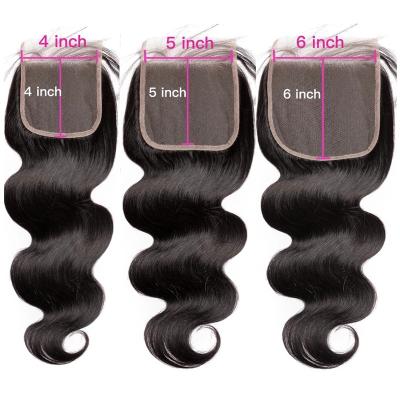 China Hd Hair Lace Closure Preplucked Hair Lace Frontal Closure 2x6 4x4 Cuticle Aligned Lace Up Closure 5x5 6x6 7x7 8-22 Inch Straight Lace Closure Body With Baby Hair for sale