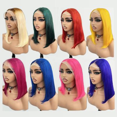 China Wholesale Hair Bob Wig For Women Colored Body Wave, Pre Plucked Mink Brazilian Hair Bob Wigs, Purple Pink Orange Red Cut Bob Wigs for sale