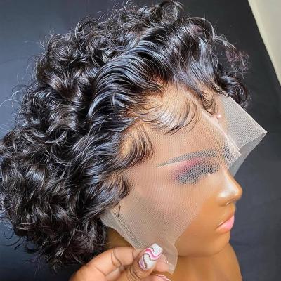 China Body Wave Brazilian Short Pixie Cut Curly Lace Front Wig For Hair Pixie Curls Closure Wig Tpart Pixie Wigs For Color Women for sale