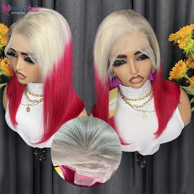 China Pink Short Straight Bob Human Hair Wigs, Body Wave Gray Color Brazil Bob Wig, Lace Front Human Hair Wigs Pre Plucked Lace Wigs for sale