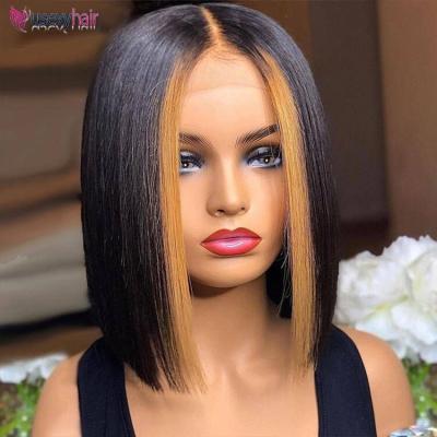 China Body Wave Piano Highlight Colored Bob Pixie Cut Human Hair Wigs Short For Women Sheer Lace Front Bob Wigs Raw Peruvian Virgin Hair for sale