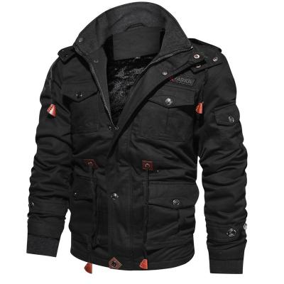 China Windproof Durable Using Low Price Men's Hooded Fleece Lined Thickened Large Size Washed Men's Jacket for sale