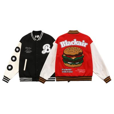 China National new regular hot fashion men's hamburger figure baseball jacket men's loose coat for sale