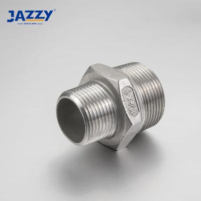 China For Water 150 PSI 304 Stainless Steel BSPT NPT Threaded Reducing Hexagon Nipple Pipe Fitting for sale