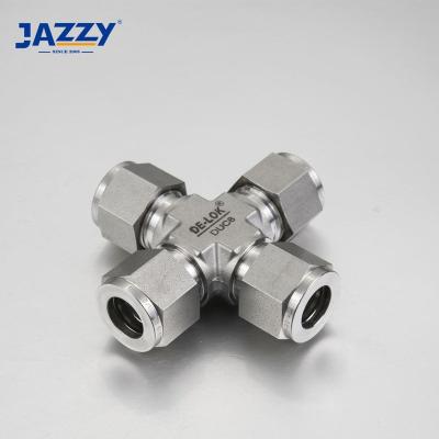 China For Equal Water Stainless Steel Hexagon Tube Instrumentation Fitting Bulkhead 4 Way Tubing Connector Union Cross for sale