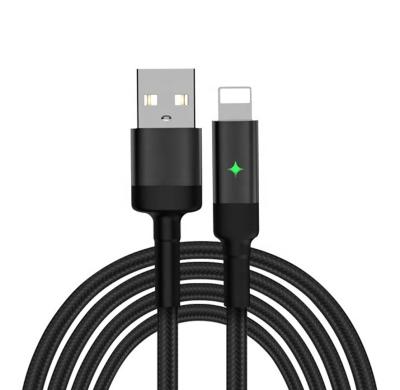 China High Speed ​​Data Transfer 1M Strong 2.1A Cloth Braided Charging Data And USB Synchronization Charger 8pin Nylon Smart Auto Power-Disconnect Micro Type-C Cable for sale