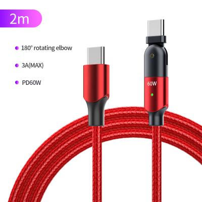 China 3A Fast Charging+480MBPS High Speed ​​Data Transmission C 2m Type C 180 Degree Elbow Play Rotating Phone To C PD60W 3A Max Fast Charging Flexible USB Cable For Samsung For HUAWEI for sale