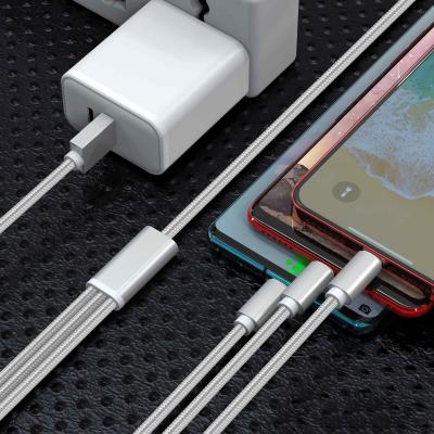 China Custom Logo Micro Charger Multi Function Aluminum Alloy 1.2M Braided Quick Charging 8 PIN Type C Camera Attach Mobile Phone 3 in 1 Cable for sale