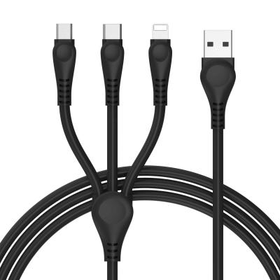 China Multi Function Cable Data Transfer Cable High Speed ​​Android Phone PVC 8pin Micro PVC 8pin Type C All In One 3 In 1 Multiple USB Cable for sale