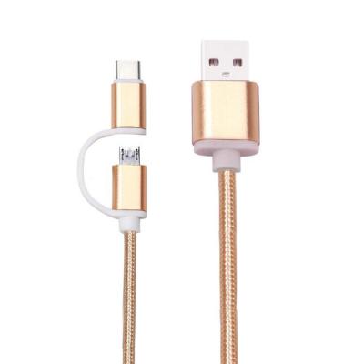 China 2 in-1 Portable Short Type C and Micro USB to USB Data Sync Charging Cable Charging Cord for iPhone for sale