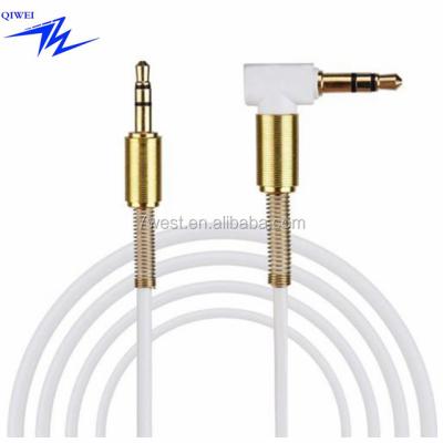 China High Quality 90 Degree Angled Metal Computer Spring Protect Male Aux. 3.5mm to male stereo audio cable for sale