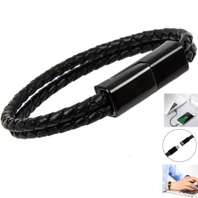 China Strong Magnets OEM Customized Bracelet USB Sync Charger Magnetic Weaving Braided Leather Cable For iPhone for sale