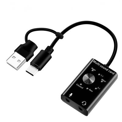 China USB Sound Card Music USB Sound Card 7.1 Channel Audio Card Adapter 3.5mm Speaker Microphone Earphone Interface for sale