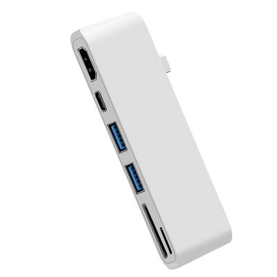 China Mobile Devices Computer .desk TYPE-C 6 in 1 HUB USB3.0*2 SD HUB PD HD-MI(4K) Adapter 5Gbps Type-C HUB for sale